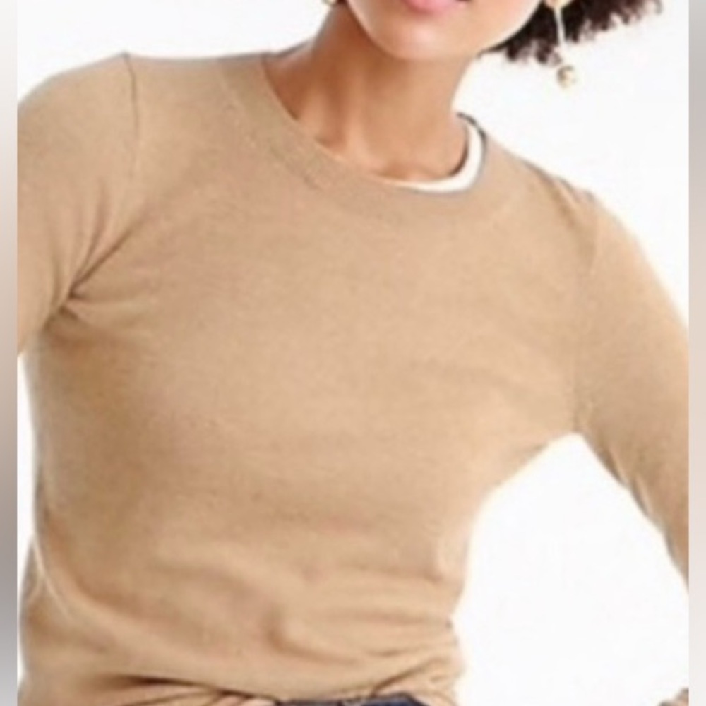 J. Crew Collection Italian Cashmere Rolled Hem Sweater in Camel Size S